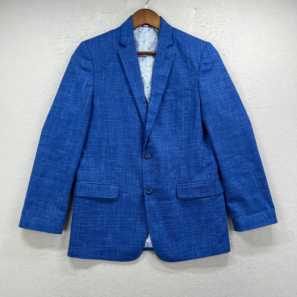 Tommy Hilfiger Blazer Boys 18 Blue Two Button Sport Coat Slub Formal Minimalist